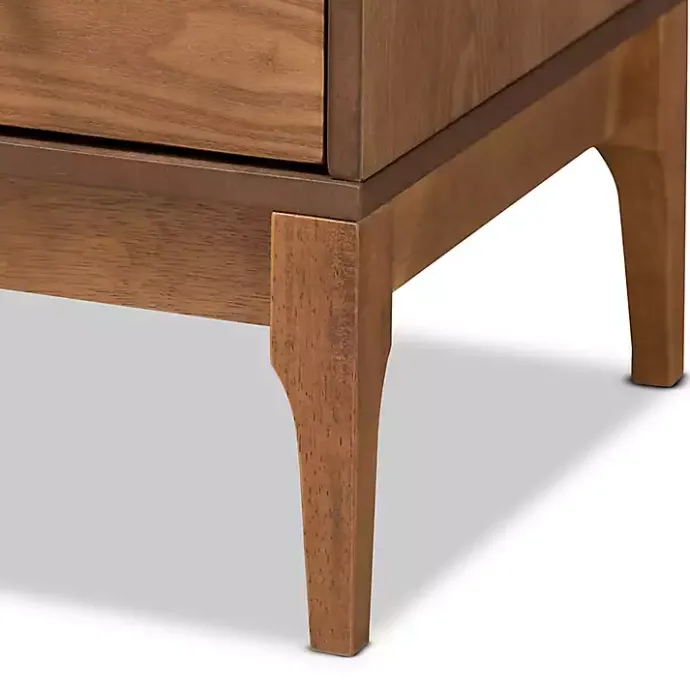 Online Kirklands Home Mid-Century Modern Rattan Walnut Cabinet Brown