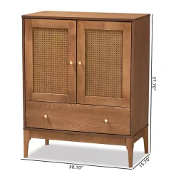 Online Kirklands Home Mid-Century Modern Rattan Walnut Cabinet Brown