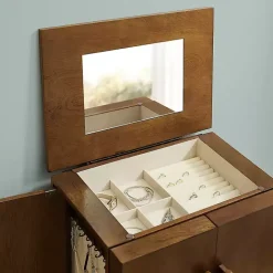 Sale Kirklands Home Mid-Century Modern Walnut Jewelry Armoire Brown