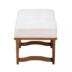 Outlet Kirklands Home Mid-Century Modern Boucle Angled Bench White