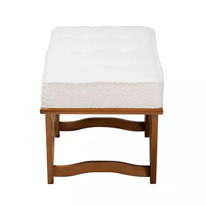 Outlet Kirklands Home Mid-Century Modern Boucle Angled Bench White
