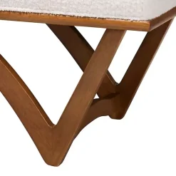 Outlet Kirklands Home Mid-Century Modern Boucle Angled Bench White