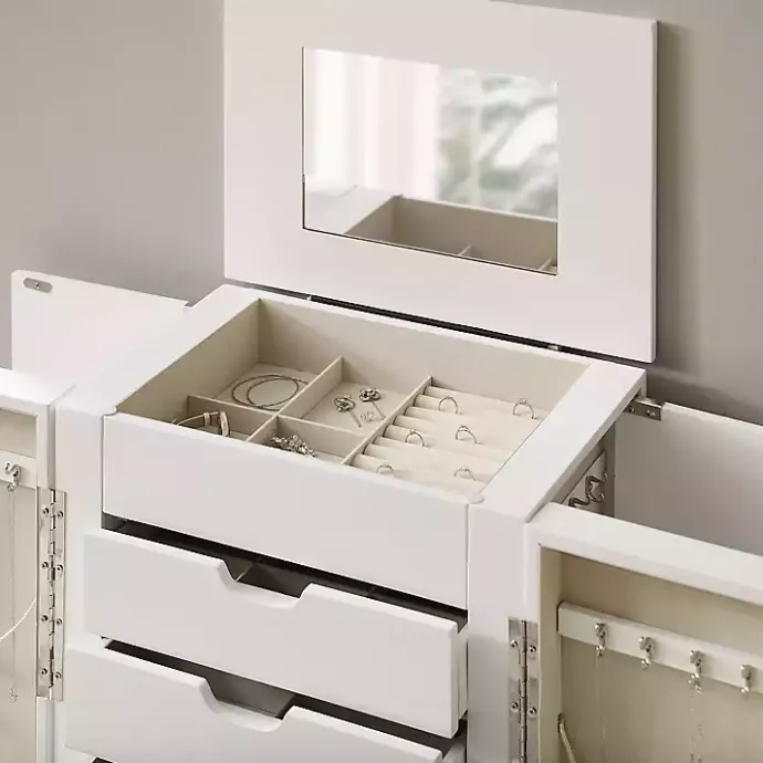 Sale Kirklands Home Mid-Century Modern Jewelry Armoire White