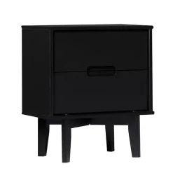Outlet Kirklands Home Midnight Wood 2-Drawer Modern Nightstand Black