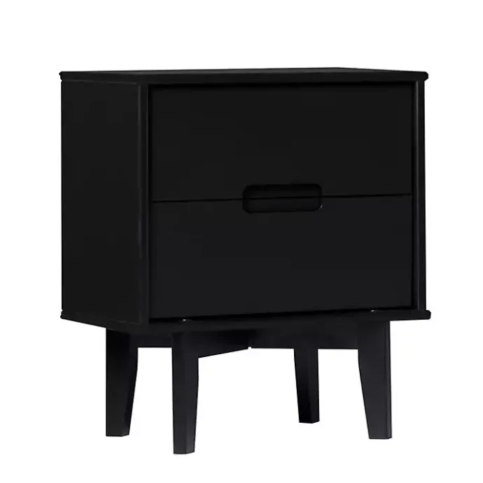 Outlet Kirklands Home Midnight Wood 2-Drawer Modern Nightstand Black