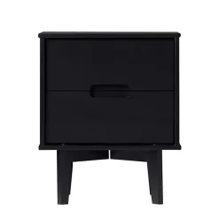Outlet Kirklands Home Midnight Wood 2-Drawer Modern Nightstand Black