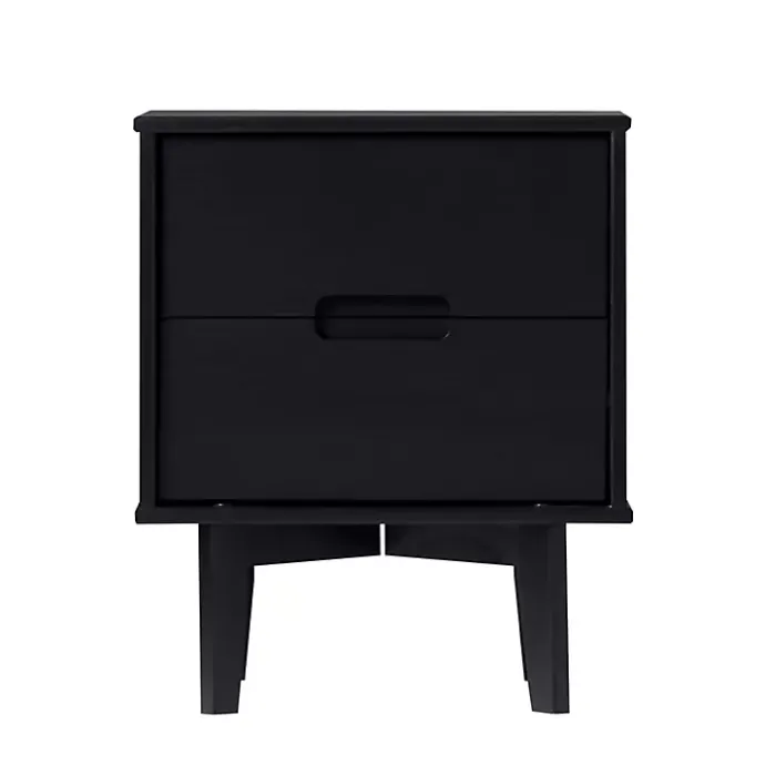 Outlet Kirklands Home Midnight Wood 2-Drawer Modern Nightstand Black