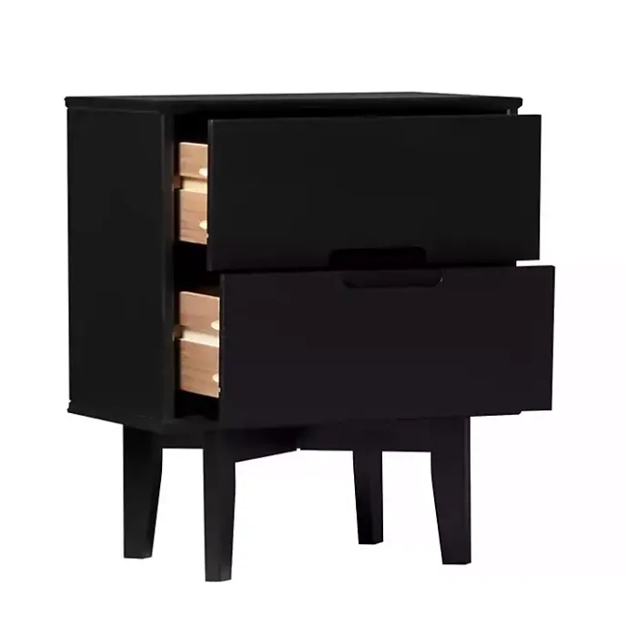 Outlet Kirklands Home Midnight Wood 2-Drawer Modern Nightstand Black