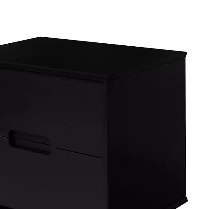 Outlet Kirklands Home Midnight Wood 2-Drawer Modern Nightstand Black