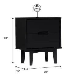 Outlet Kirklands Home Midnight Wood 2-Drawer Modern Nightstand Black