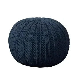 Outlet Kirklands Home Midnight Cable Knit Pouf Blue