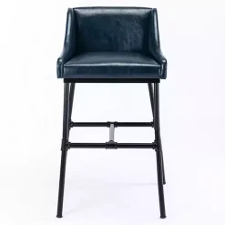 New Kirklands Home Midnight Faux Leather Parlor Bar Stool Blue