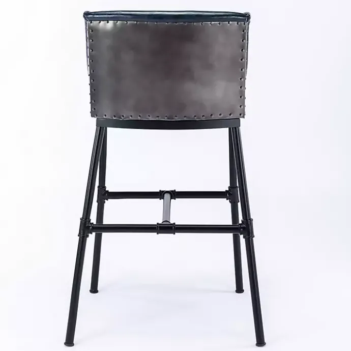 New Kirklands Home Midnight Faux Leather Parlor Bar Stool Blue