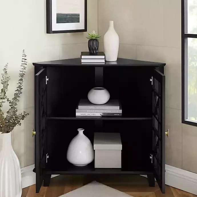 Discount Kirklands Home Mikie Corner Cabinet Black