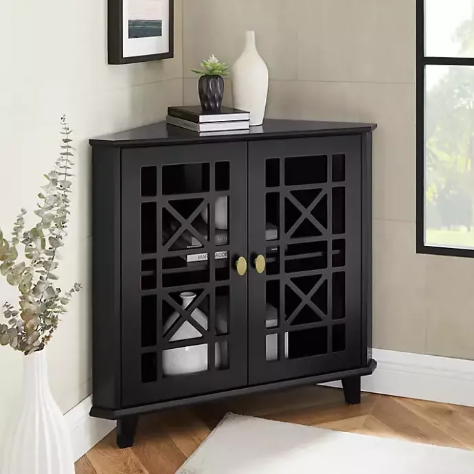 Discount Kirklands Home Mikie Corner Cabinet Black