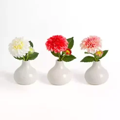 Kirklands Home Mini Dahlia in Ceramic Vase Arrangements, Set of 3