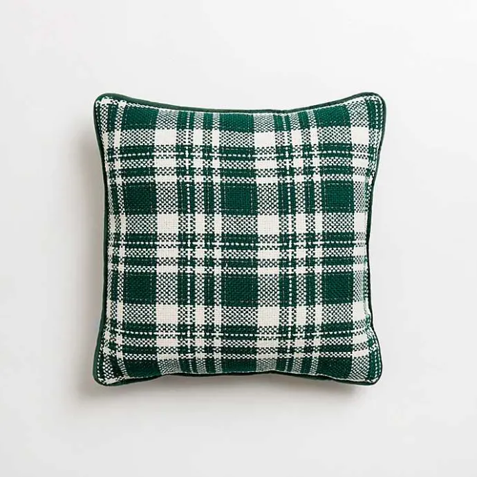 Best Kirklands Home Mini Green and White Plaid Christmas Pillow