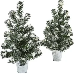 New Kirklands Home Mini Pine Trees in Tin Planters, Set of 2 Green
