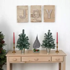 New Kirklands Home Mini Pine Trees in Tin Planters, Set of 2 Green