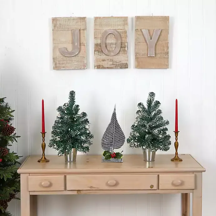 New Kirklands Home Mini Pine Trees in Tin Planters, Set of 2 Green