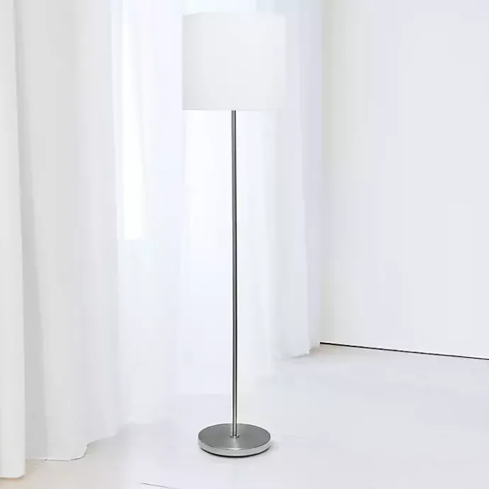 Clearance Kirklands Home Minimal Brushed Nickel Stem Floor Lamp White