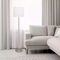 Clearance Kirklands Home Minimal Brushed Nickel Stem Floor Lamp White