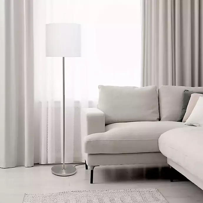 Clearance Kirklands Home Minimal Brushed Nickel Stem Floor Lamp White