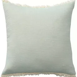Discount Kirklands Home Mint Gauze Organic Fringe Throw Pillow Green