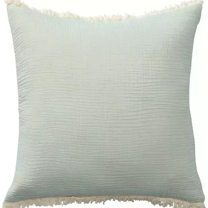 Discount Kirklands Home Mint Gauze Organic Fringe Throw Pillow Green