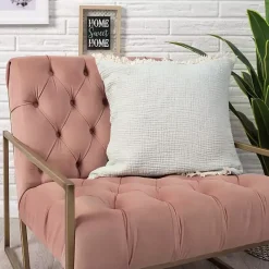 Discount Kirklands Home Mint Gauze Organic Fringe Throw Pillow Green