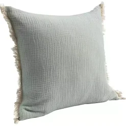 Discount Kirklands Home Mint Gauze Organic Fringe Throw Pillow Green