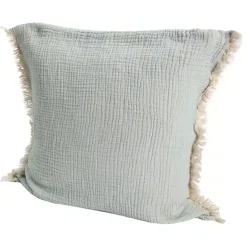 Discount Kirklands Home Mint Gauze Organic Fringe Throw Pillow Green