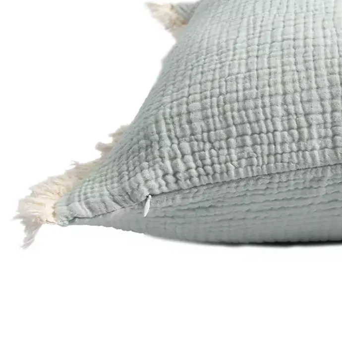 Discount Kirklands Home Mint Gauze Organic Fringe Throw Pillow Green