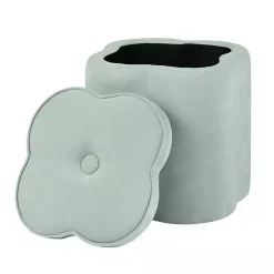 Clearance Kirklands Home Mint Chenille Flower Storage Ottoman Green