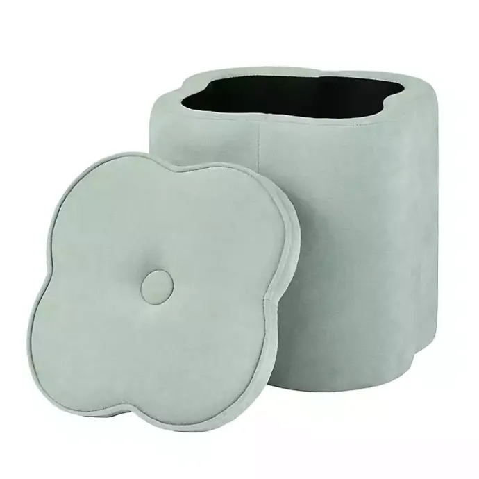 Clearance Kirklands Home Mint Chenille Flower Storage Ottoman Green