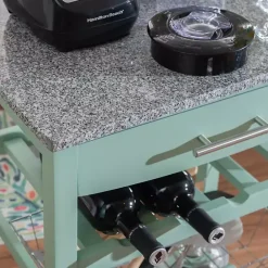 Online Kirklands Home Mint Rolling Kitchen Cart with Granite Top Green