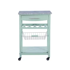 Online Kirklands Home Mint Rolling Kitchen Cart with Granite Top Green