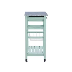 Online Kirklands Home Mint Rolling Kitchen Cart with Granite Top Green