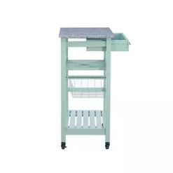 Online Kirklands Home Mint Rolling Kitchen Cart with Granite Top Green