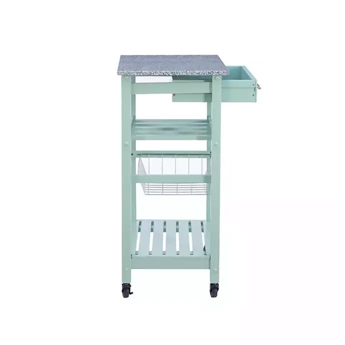 Online Kirklands Home Mint Rolling Kitchen Cart with Granite Top Green
