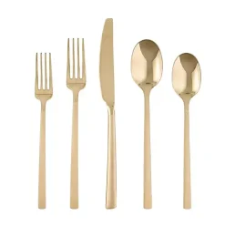 New Kirklands Home Mirrored Champagne Steel 20-pc. Flatware Set Gold