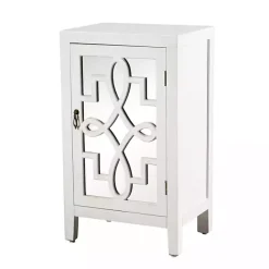 Hot Kirklands Home Mirrored 1-Door Cabinet with Overlay Pattern White