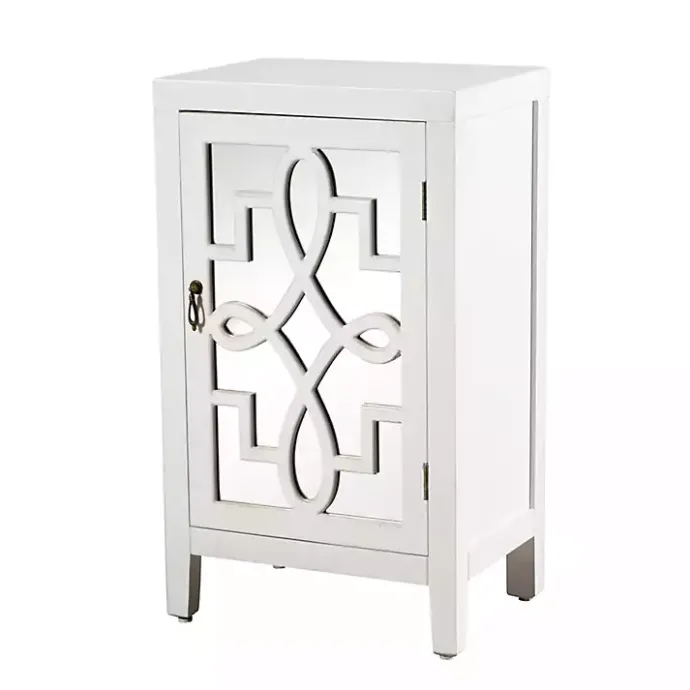 Hot Kirklands Home Mirrored 1-Door Cabinet with Overlay Pattern White