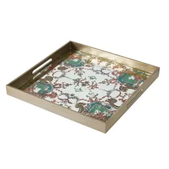 Sale Kirklands Home Mirrored Moroccan Pattern Tray with Gold Edges
