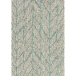 Best Kirklands Home Mist and Aqua Chevron Outdoor Area Rug, 5x7