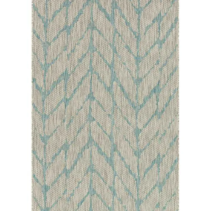 Best Kirklands Home Mist and Aqua Chevron Outdoor Area Rug, 5x7