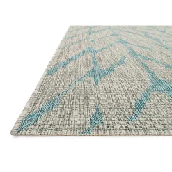 Best Kirklands Home Mist and Aqua Chevron Outdoor Area Rug, 5x7