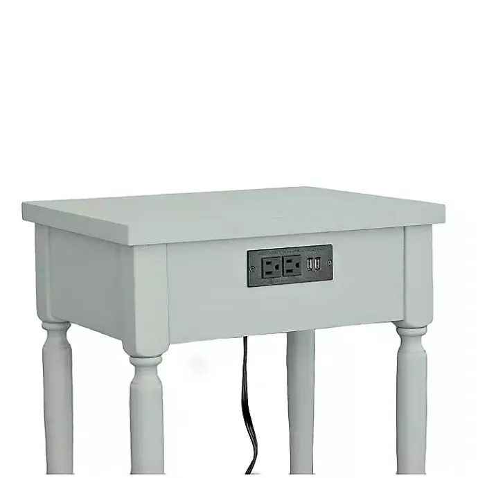 Clearance Kirklands Home Mist Rectangle Accent Table with Charging Station Green