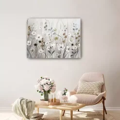 Online Kirklands Home Misty Meadow Field Canvas Art Print Gray