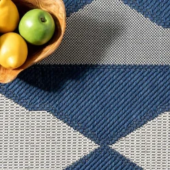 Sale Kirklands Home Mitchell Blue Geo Diamonds Outdoor Rug, 8x10